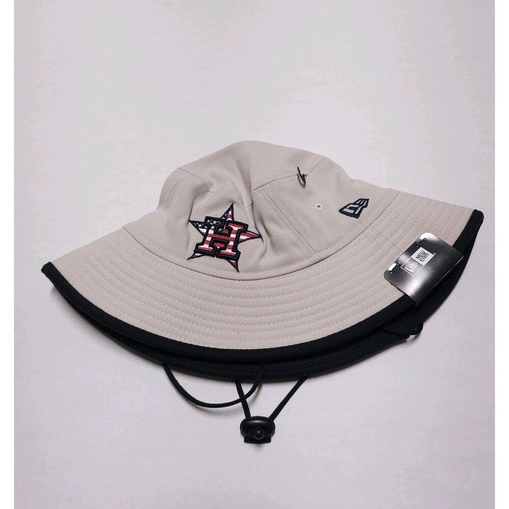 New Era Houston Astros 2024 Fourth of July Khaki Bucket Hat One Size